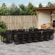 Tuinset 17-delig poly rattan zwart met kussens