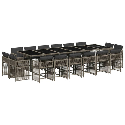 17-delige Tuinset met kussens poly rattan grijs