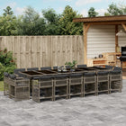 17-piece Garden Set with Cushions Poly Rattan Grey