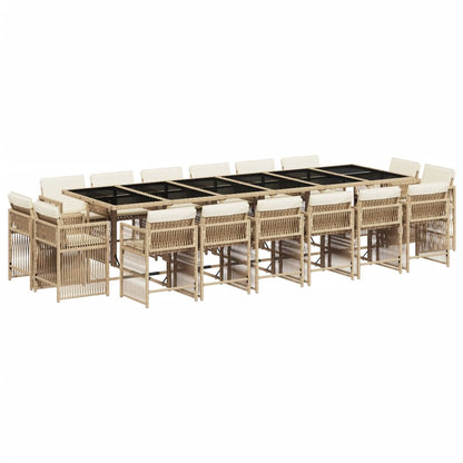 17-delige Tuinset met kussens poly rattan beige