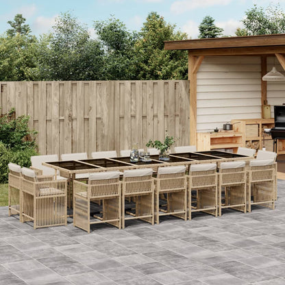 17-delige Tuinset met kussens poly rattan beige