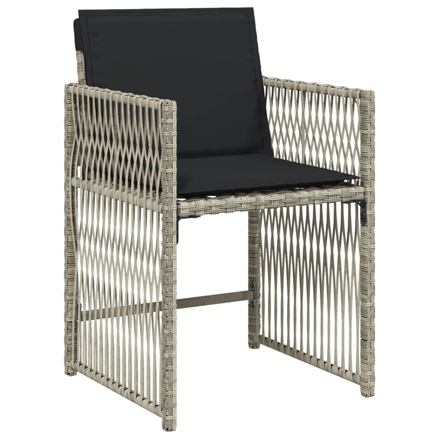 17-delige Tuinset met kussens poly rattan lichtgrijs