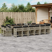 Tuinset 17-delig poly rattan lichtgrijs met kussens