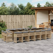 Tuinset 17-delig poly rattan gemengd beige met kussens