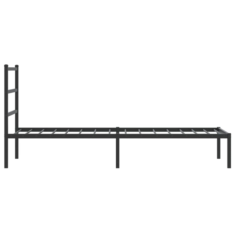 Bedframe Metaal 75 x 190 cm Zwart met hoofdbord