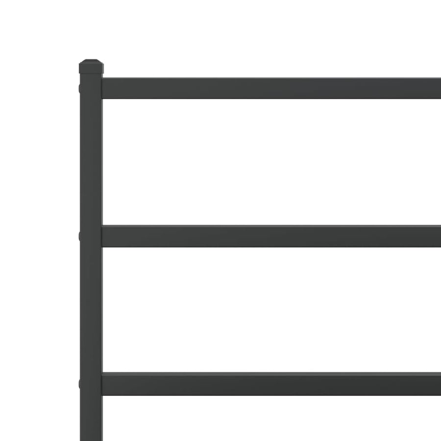 Bedframe Metaal 75 x 190 cm Zwart met hoofdbord