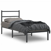 Bedframe metaal zwart 75x190 cm met hoofdbord