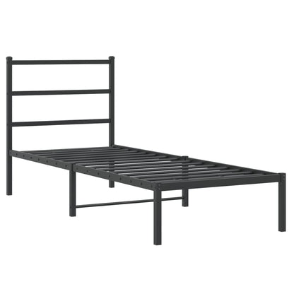 Bedframe Metaal 80 x 200 cm Zwart met hoofdbord