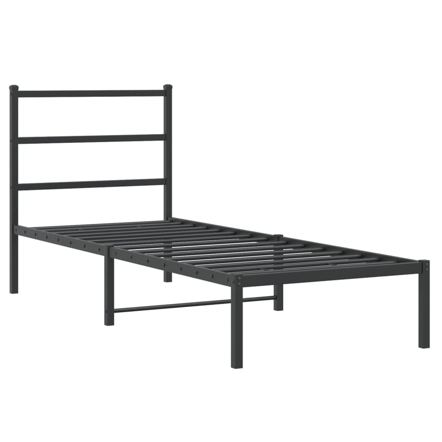 Bedframe Metaal 80 x 200 cm Zwart met hoofdbord