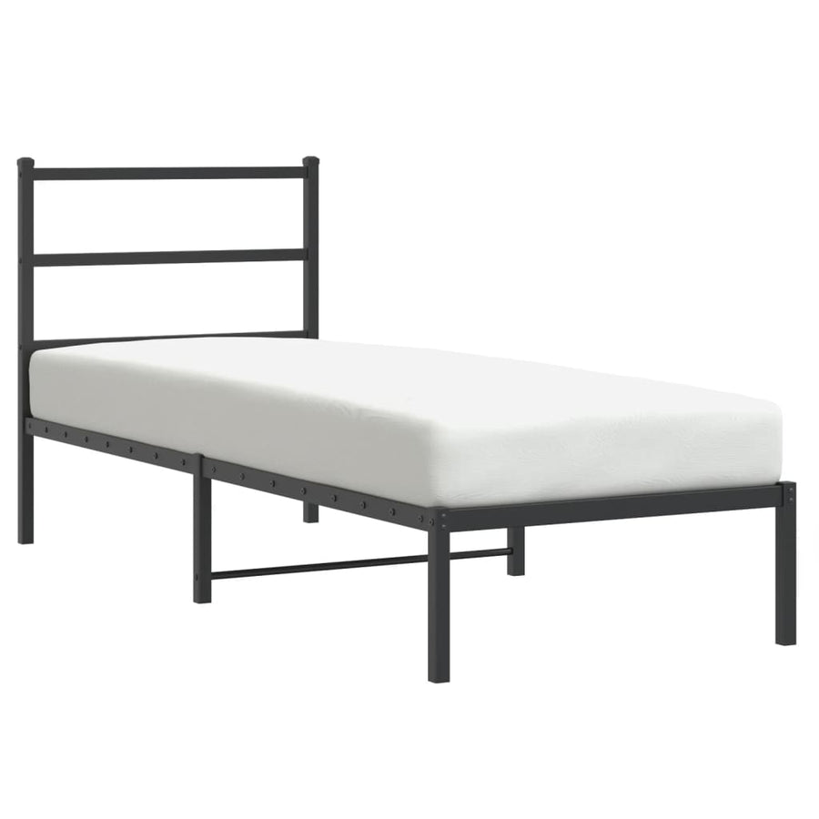 Bedframe Metaal 80 x 200 cm Zwart met hoofdbord