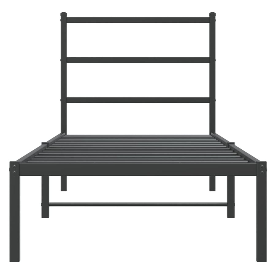 Bedframe Metaal 80 x 200 cm Zwart met hoofdbord