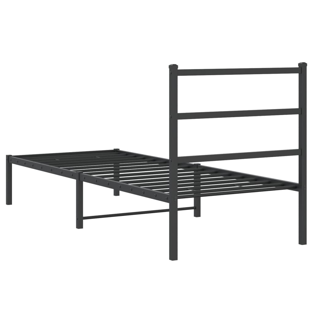 Bedframe Metaal 80 x 200 cm Zwart met hoofdbord