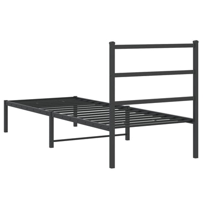 Bedframe Metaal 80 x 200 cm Zwart met hoofdbord
