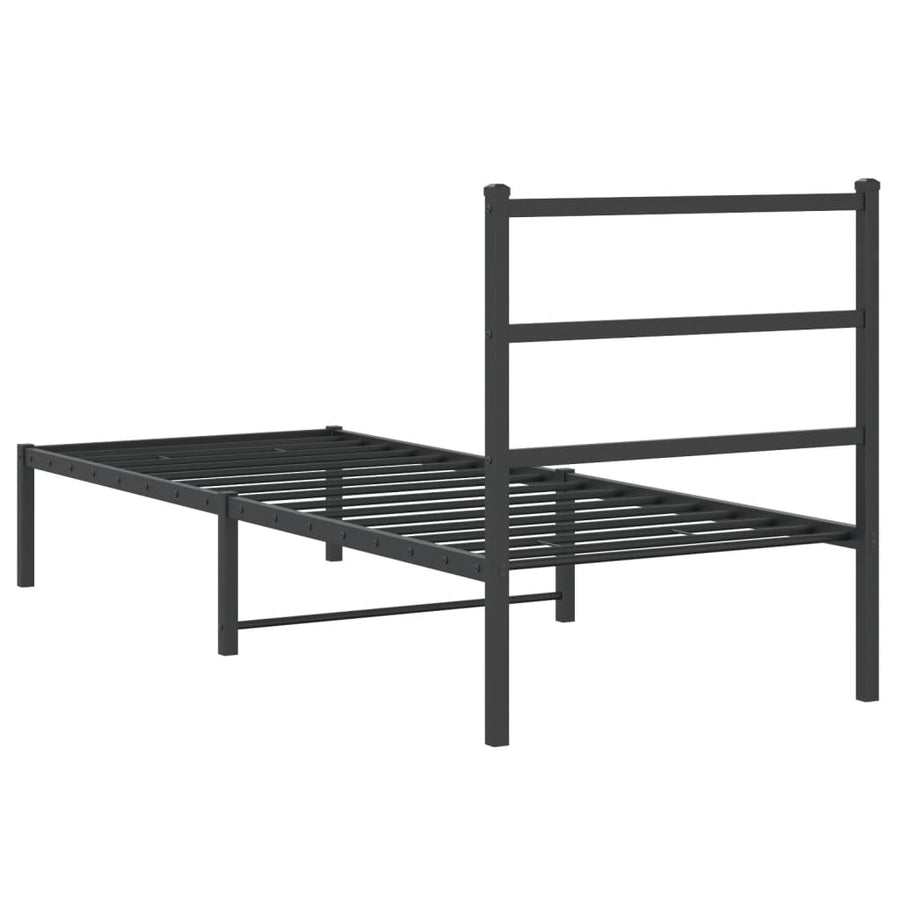 Bedframe Metaal 80 x 200 cm Zwart met hoofdbord