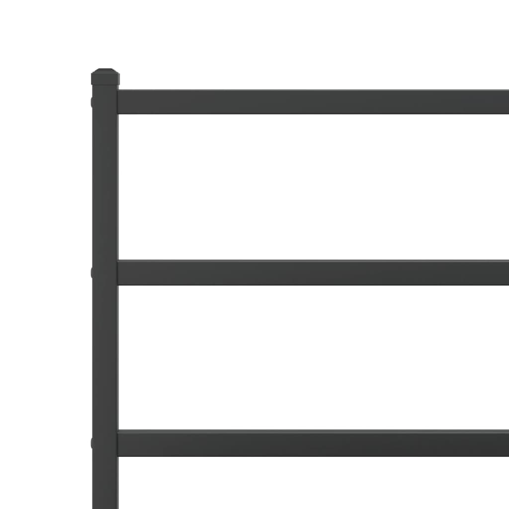 Bedframe Metaal 80 x 200 cm Zwart met hoofdbord