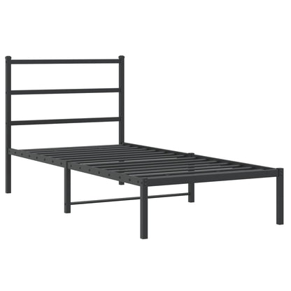 Bedframe Metaal 90 x 190 cm Zwart met hoofdbord