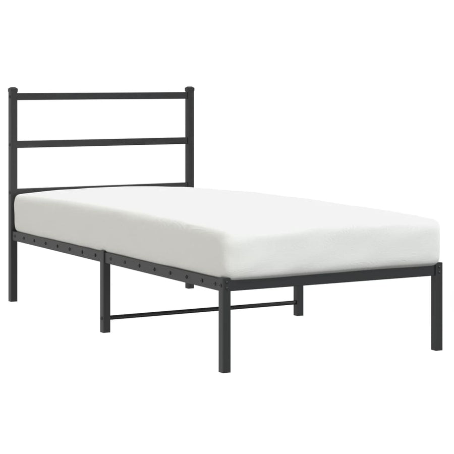 Bedframe Metaal 90 x 190 cm Zwart met hoofdbord