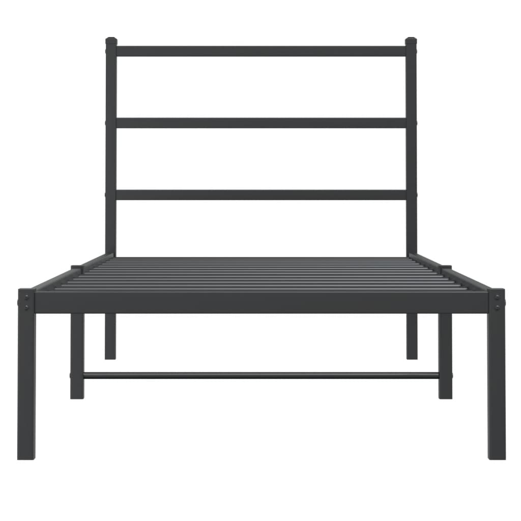 Bedframe Metaal 90 x 190 cm Zwart met hoofdbord