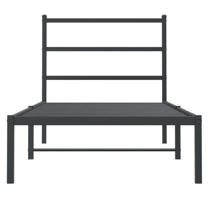 Bedframe Metaal 90 x 190 cm Zwart met hoofdbord