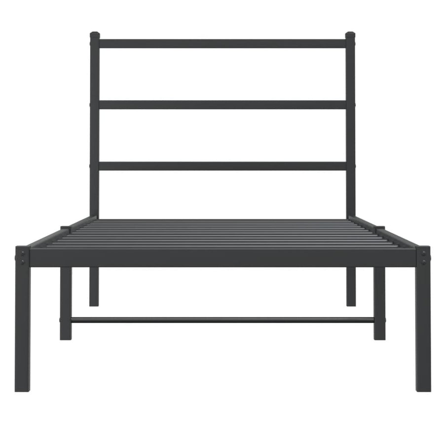 Bedframe Metaal 90 x 190 cm Zwart met hoofdbord