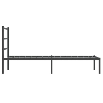 Bedframe Metaal 90 x 190 cm Zwart met hoofdbord