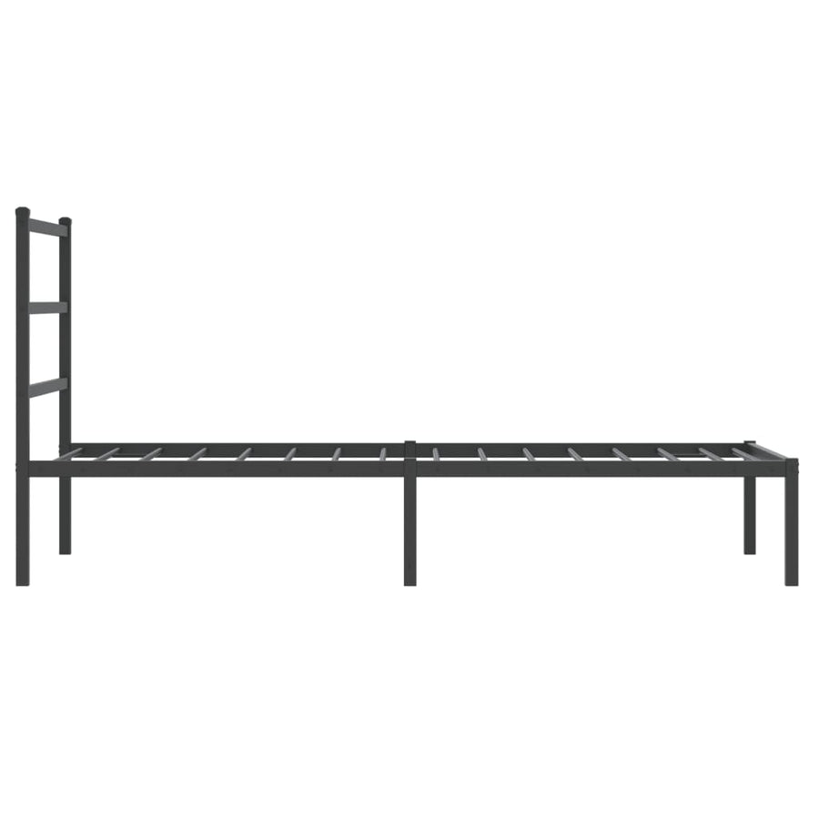 Bedframe Metaal 90 x 190 cm Zwart met hoofdbord