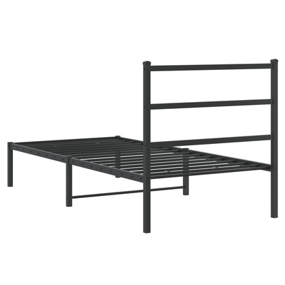 Bedframe Metaal 90 x 190 cm Zwart met hoofdbord
