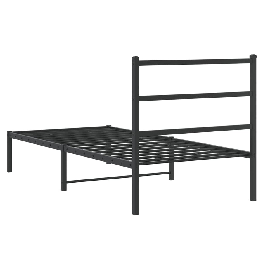 Bedframe Metaal 90 x 190 cm Zwart met hoofdbord