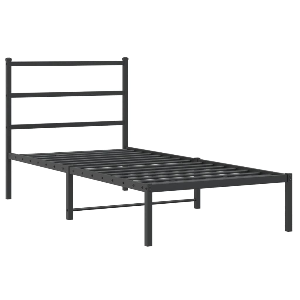 Bedframe Metaal 90 x 200 cm Zwart met hoofdbord