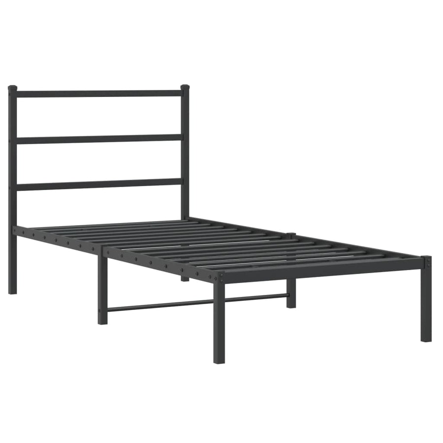 Bedframe Metaal 90 x 200 cm Zwart met hoofdbord