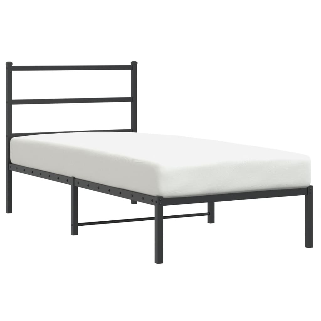 Bedframe Metaal 90 x 200 cm Zwart met hoofdbord