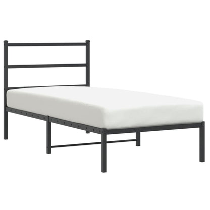 Bedframe Metaal 90 x 200 cm Zwart met hoofdbord