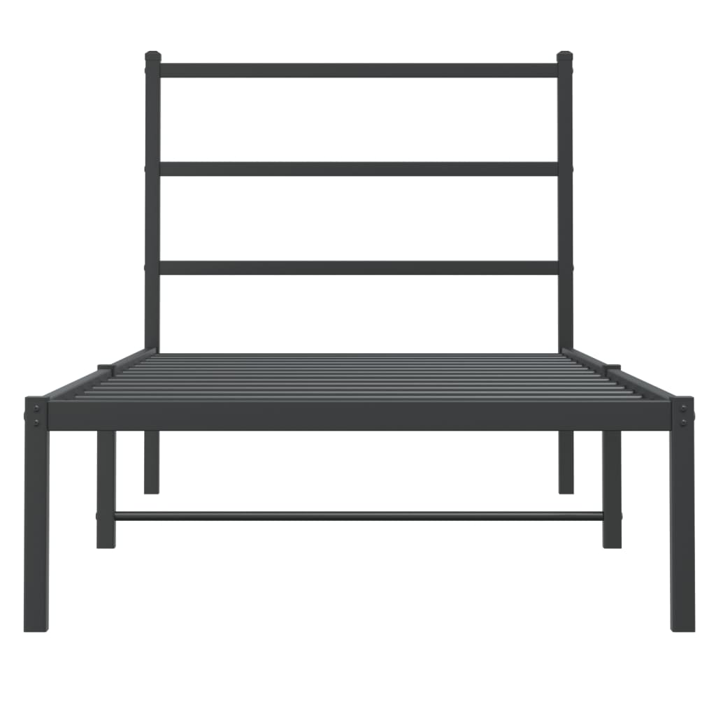 Bedframe Metaal 90 x 200 cm Zwart met hoofdbord