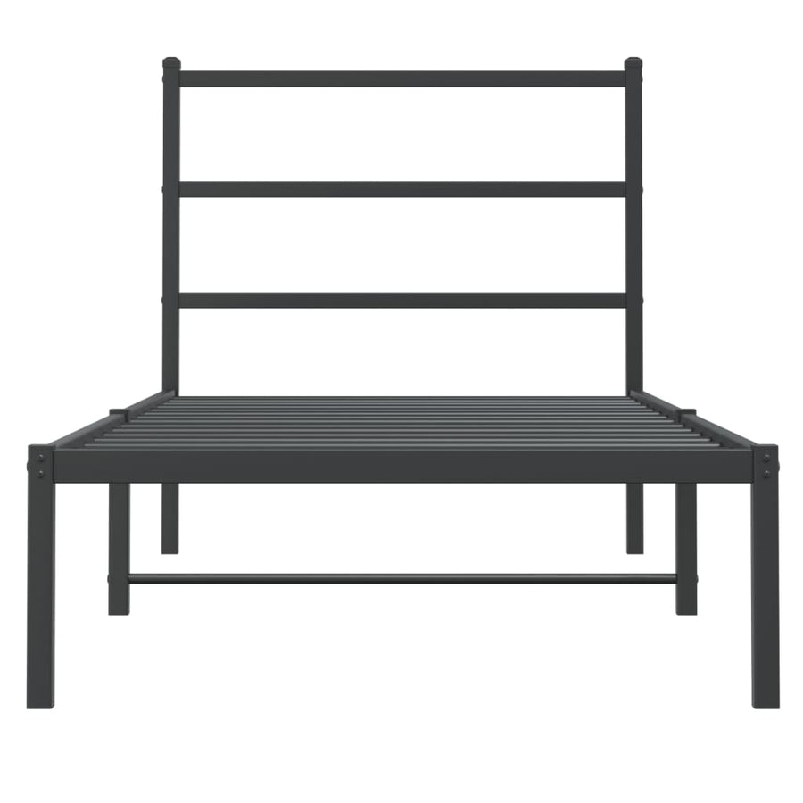 Bedframe Metaal 90 x 200 cm Zwart met hoofdbord