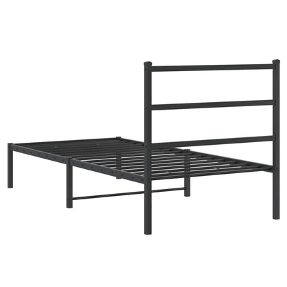 Bedframe Metaal 90 x 200 cm Zwart met hoofdbord