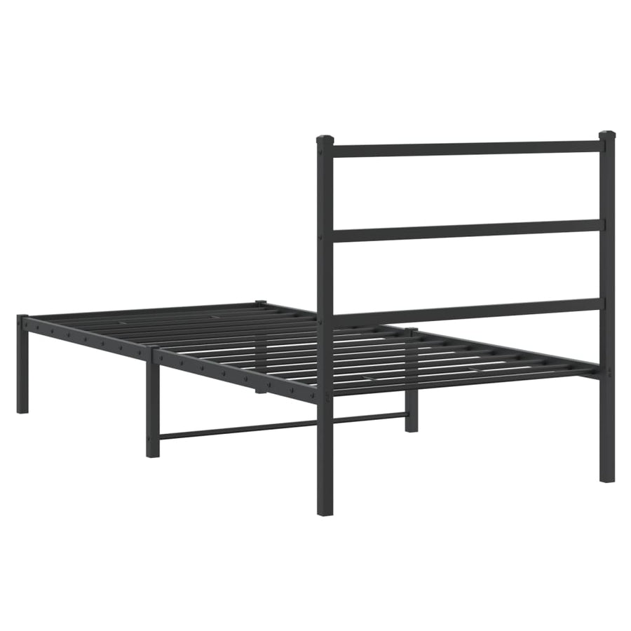 Bedframe Metaal 90 x 200 cm Zwart met hoofdbord