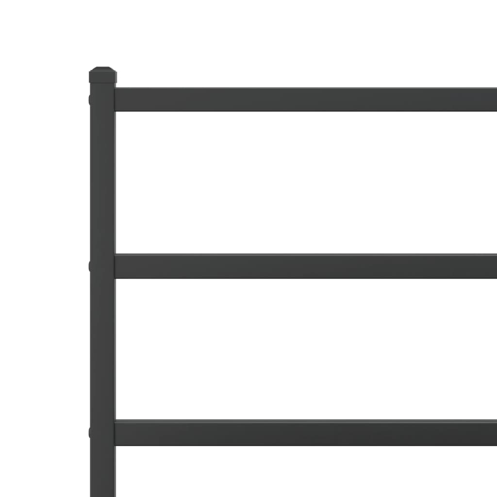 Bedframe Metaal 90 x 200 cm Zwart met hoofdbord