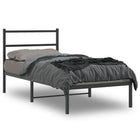 Metal bed frame with headboard black 90x200 cm