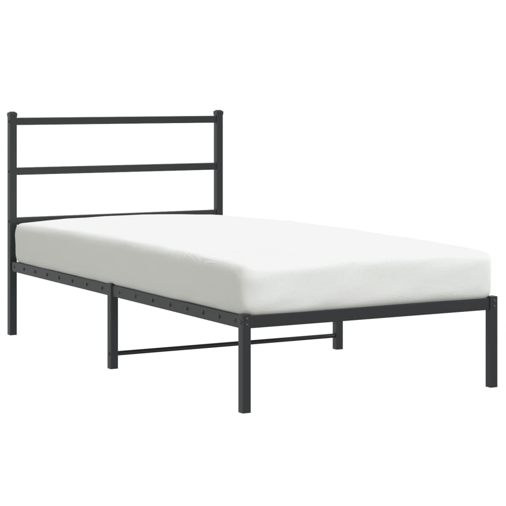 Bedframe Metaal 100 x 200 cm Zwart met hoofdbord
