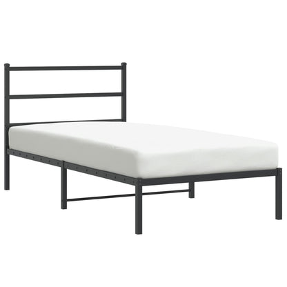 Bedframe Metaal 100 x 200 cm Zwart met hoofdbord