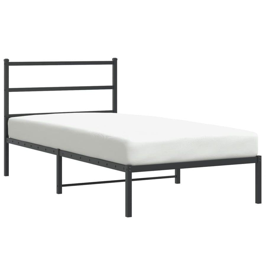 Bedframe Metaal 100 x 200 cm Zwart met hoofdbord