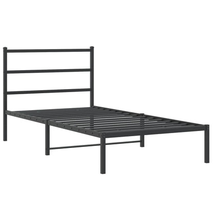 Bedframe Metaal 100 x 200 cm Zwart met hoofdbord