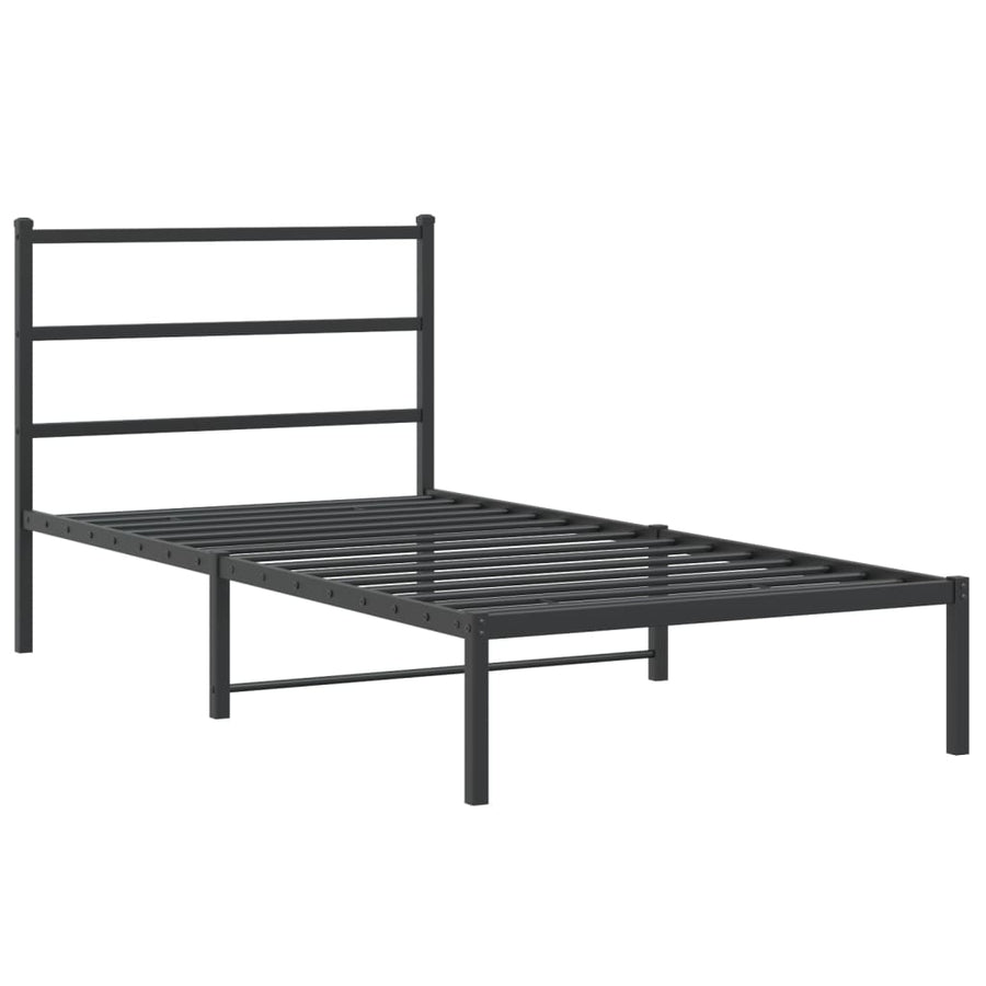 Bedframe Metaal 100 x 200 cm Zwart met hoofdbord