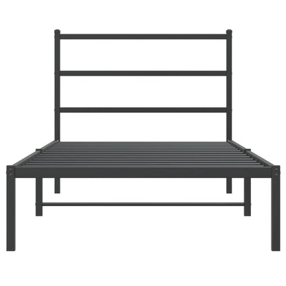Bedframe Metaal 100 x 200 cm Zwart met hoofdbord