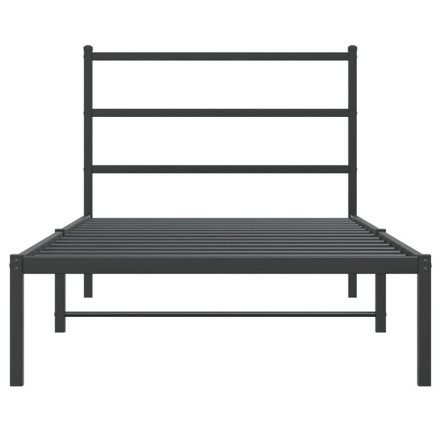 Bedframe Metaal 100 x 200 cm Zwart met hoofdbord