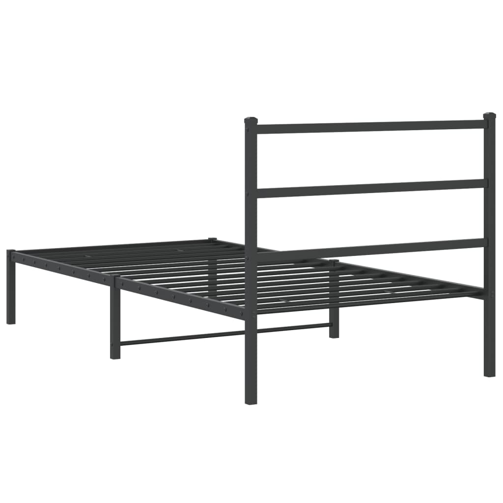 Bedframe Metaal 100 x 200 cm Zwart met hoofdbord