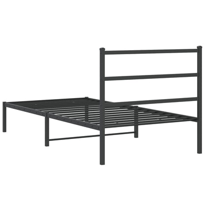 Bedframe Metaal 100 x 200 cm Zwart met hoofdbord