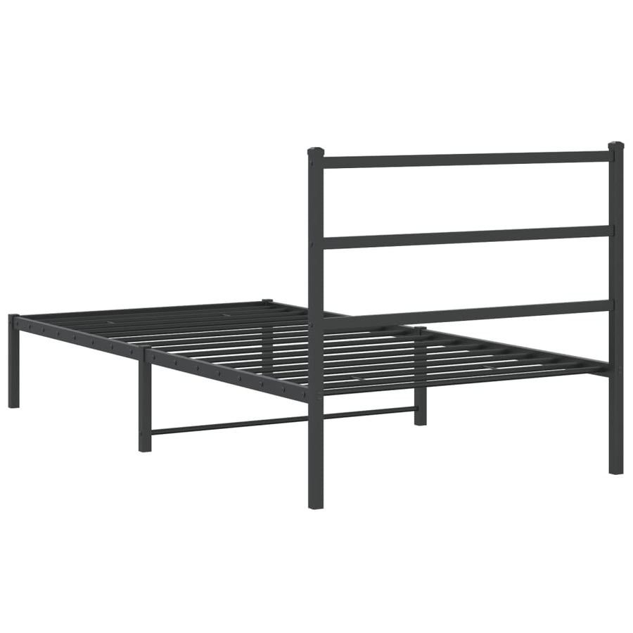 Bedframe Metaal 100 x 200 cm Zwart met hoofdbord