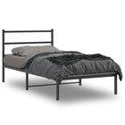 Bedframe Metaal 100 x 200 cm Zwart met hoofdbord