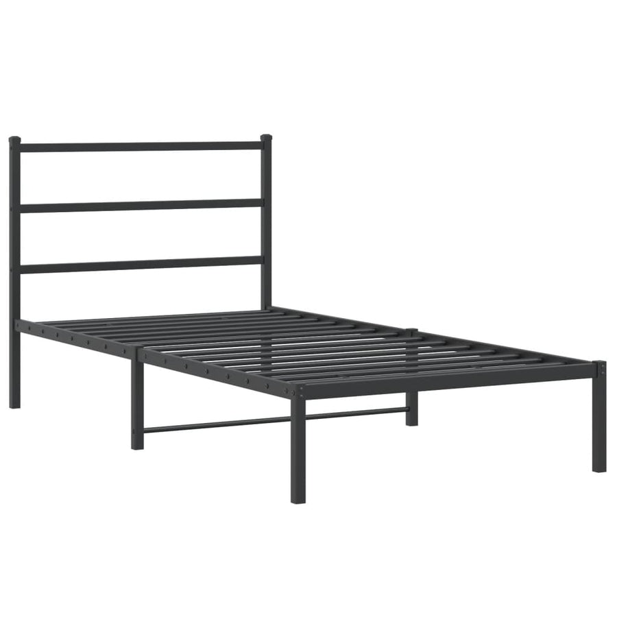 Bedframe met hoofdbord metaal zwart 107x203 cm